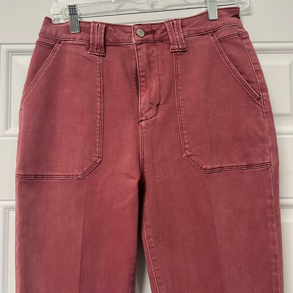 Judy Blue Burgundy High Rise Cuffed Jeans size 7/28 - Picture 2 of 13